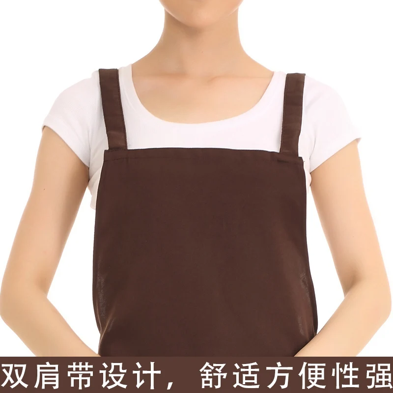 Простой Прочный и моющийся фартук для мужчин женщин однотонный с большими