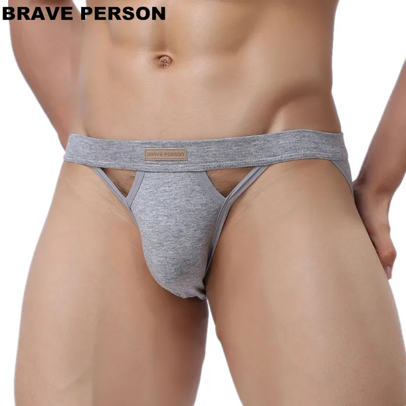 

BRAVE PERSON cotton Men's Sexy Thongs Briefs Double D G-string Thong Men Tanga Gay Underwear Male Jockstraps