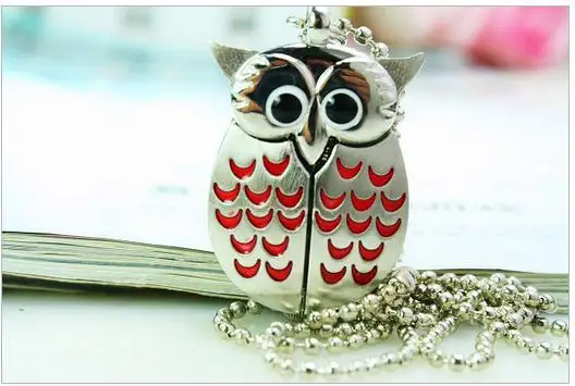 

10 pcs /lot Vintage silver Slide Smart Owl Pendant Antique Necklace Pocket Watch Gift High Quality