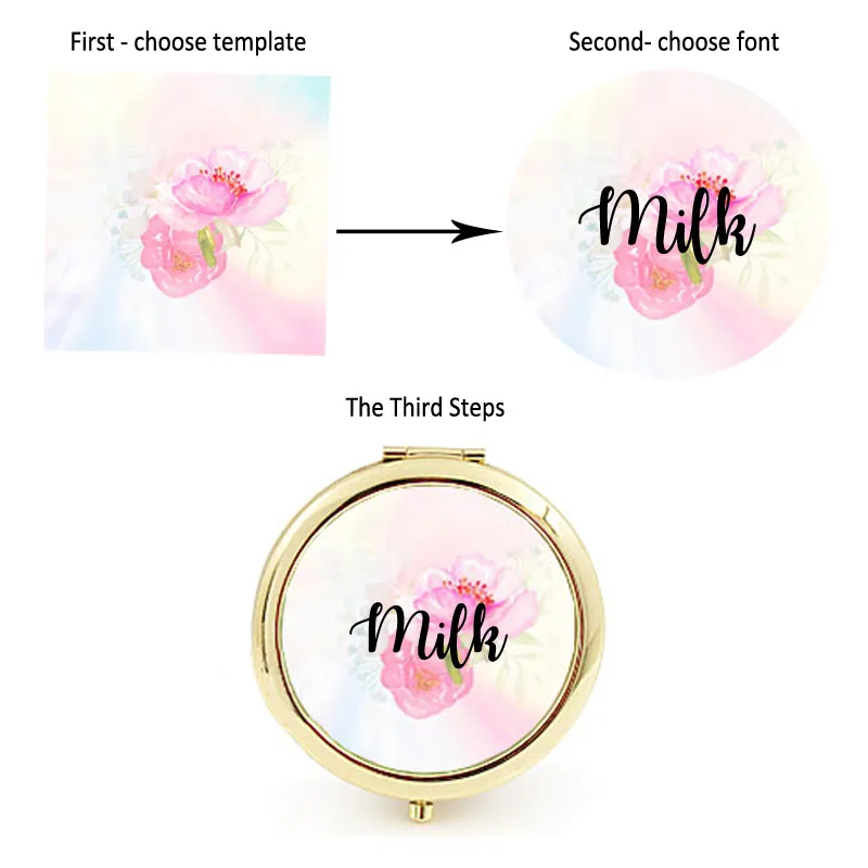 

Free Shipping 2pcs lot Metal Custom gift Wedding Anniversary personalized gifts bridesmaid Compact mirror
