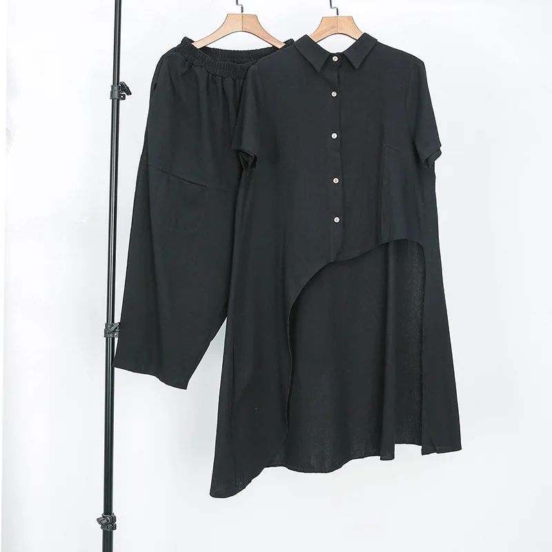 2019 корейский стиль женский летний черный комплект из двух предметов блузка с