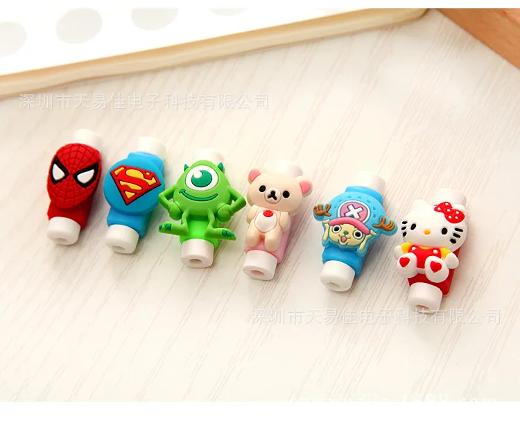 10pcs cartoon figure USB Data Cable Line Protector Anti Breaking Protective Sleeve For Charging Earphone | Электроника
