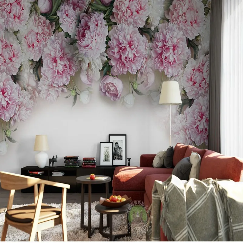 Пользовательские фото обои Европейский Романтический Пион цветок ТВ фон