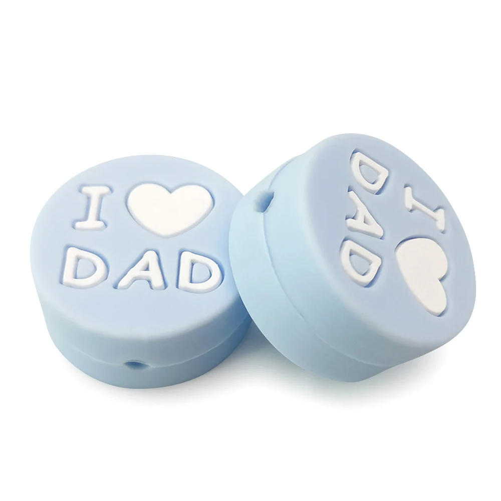 TYRY. HU 3 шт./лот, силиконовые бусины "I Love Mom", круглые бусины для прорезывания зубов, пищевое качество, детский прорезыватель, сделай сам, пустышка, клипса, цепочка - Цвет: 14