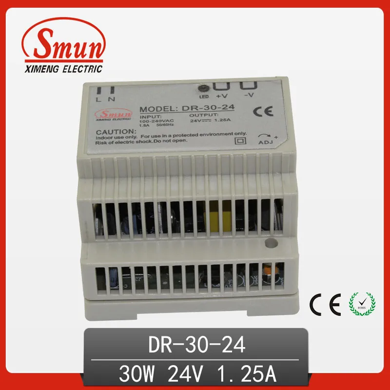 SMUN DR 30 24 Вт В 1 2 А одинарный выход импульсный источник питания на Din рейке|power supply