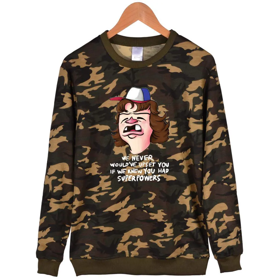 

Stranger Things Capless Sweatshirt Camouflage Stranger Things print Sweatshirt Fashion Youth Clothes 4XL