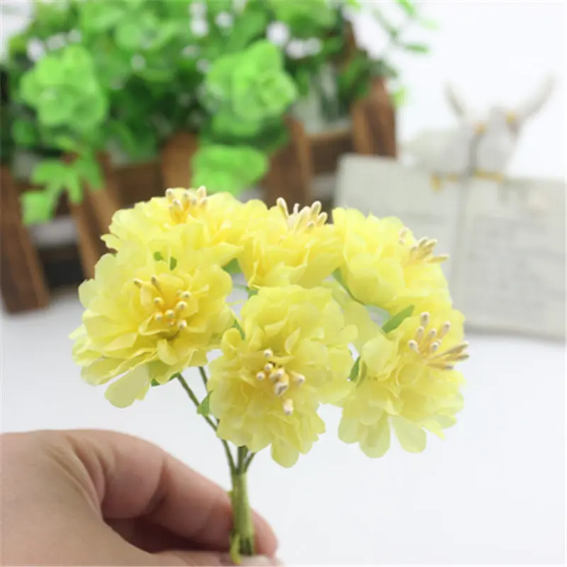 6 шт./лот миниатюрные шелковые искусственные розы букет свадебное украшение