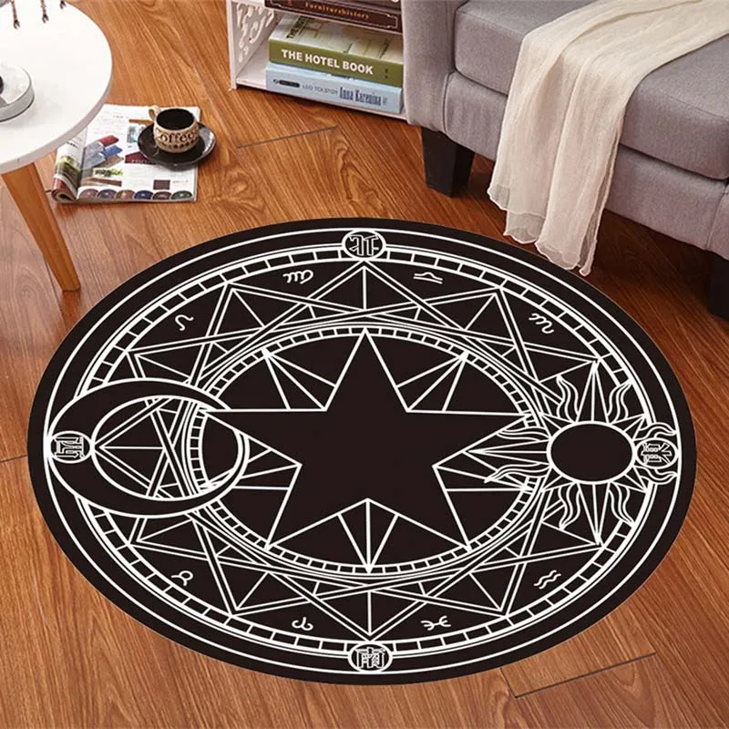 Black Star Мультяшный коврик Sakura Cardinal number+ noun, коврик для двери, противоскользящий плюшевый коврик принцессы, креативный журнальный столик для гостиной ручной работы - Цвет: Black Star
