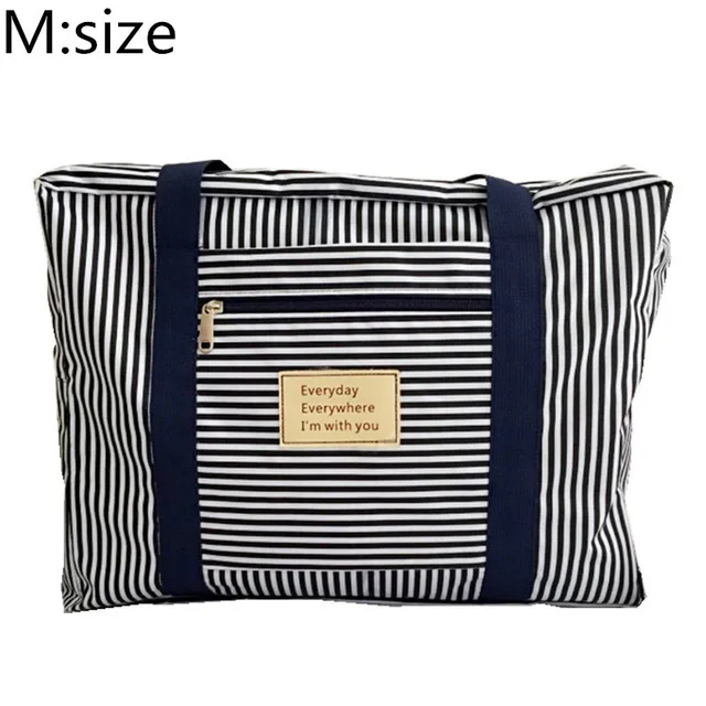 Blue stripe M Женские багажные дорожные сумки, ручная дорожная Большая вместительная водонепроницаемая сумка, мужские упаковочные кубики, чемодан, сумка на колесиках, дорожная сумка - Цвет: Blue stripe M