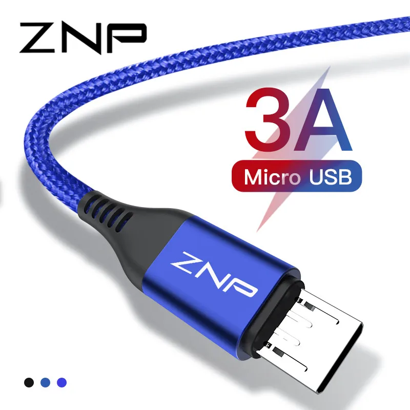 Кабель ZNP Micro USB 1 м 2 3 А кабель для Samsung Xiaomi зарядное устройство кабели быстрой