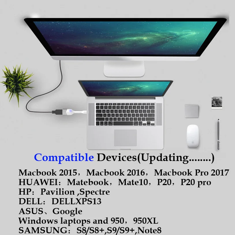 Usb type-C к HDMI адаптер док-станция HDMI 4K HD сигнал типа C к HDMI для HUAWEI Matebook/Smasung S8/Macbook Pro