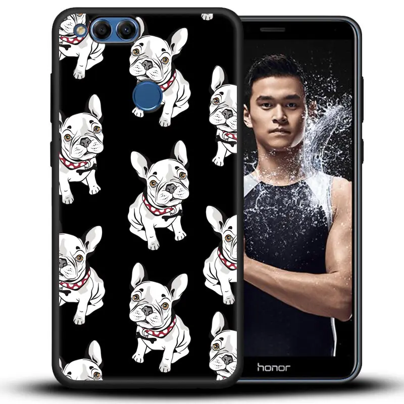 Мягкий ТПУ чехол для Huawei Honor 7X полностью защитный силиконовый черный телефона Fundas