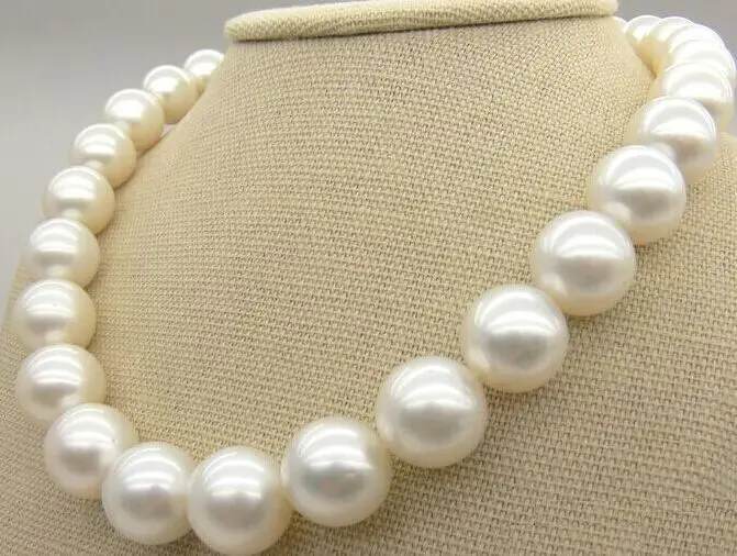 Free Shipping Huge 18&quot12to13mm Natural South Sea genuine white perfect round pearl necklace AA (09.08) | Украшения и