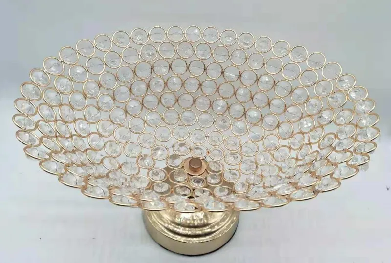 Kitchen accessories golden Oval Crystal Fruit tray was wedding holiday decorations household table decoration | Дом и сад