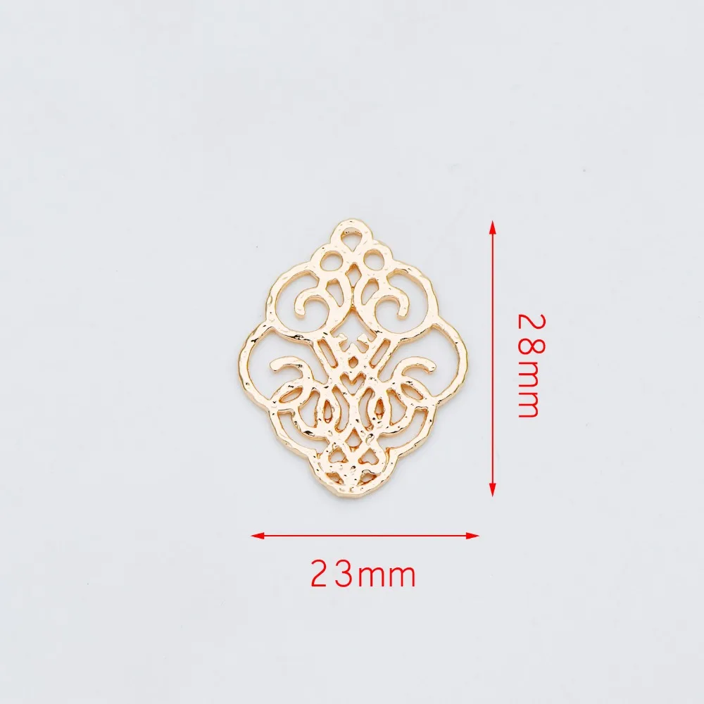 10pcs Gold Filigree Charm Connectors plated Brass Earring Charms Necklace Pendants with Loops 28x23mm (GB-583) | Украшения и