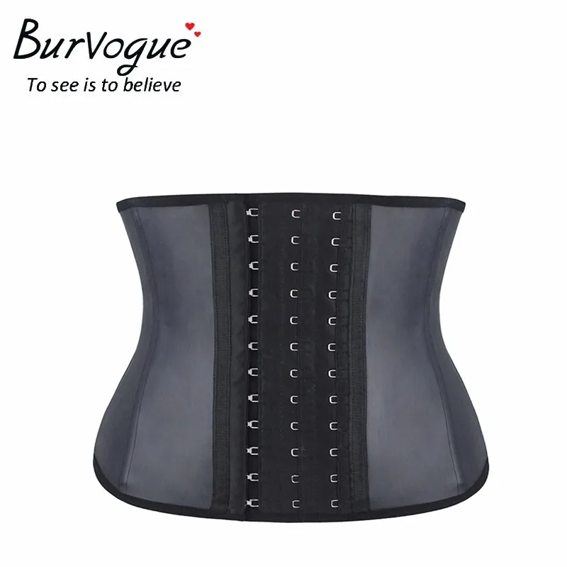 Burvogue, Женский латексный корсет, черный, твердый, контрольный корсет, девять стальных костей, корсет для похудения, корсет для талии, корсет под грудь