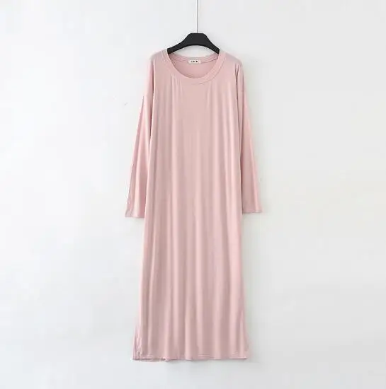 pink Fdfklak, большой размер, свободная ночная рубашка, для женщин, с длинным рукавом, модальное, ночное платье, женская одежда для сна, ночная рубашка, весна-осень - Цвет: pink