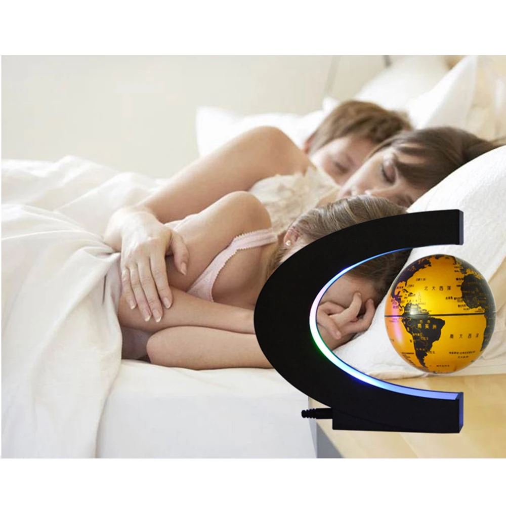 

Floating Globe with Lights C Shape Magnetic Levitation Floating Globe World Map for Desk Decoration