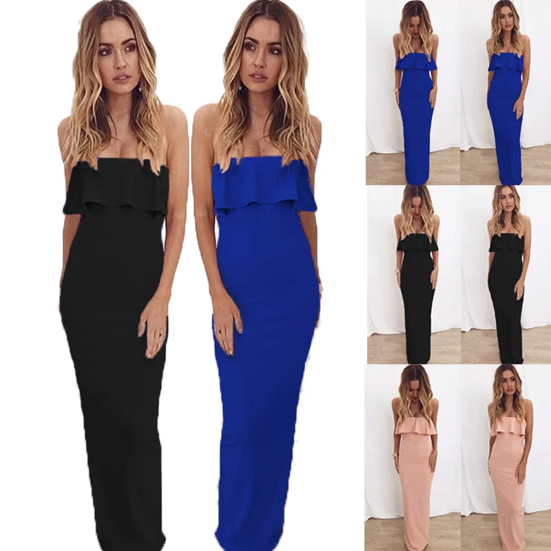 Shibever Новый оборками Slash шеи клуб Женщины Bodycon Платье Карандаш Летние сексуальные