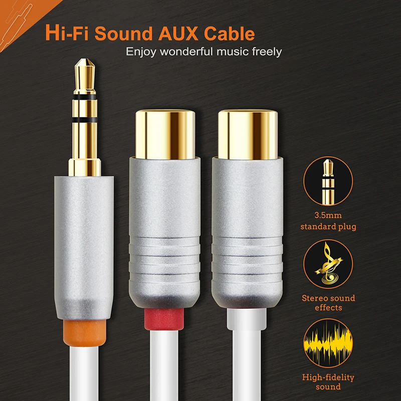 Кабель 2 RCA для 3 5 мм Jack аудио кабель сплиттер Y стерео усилителя домашнего