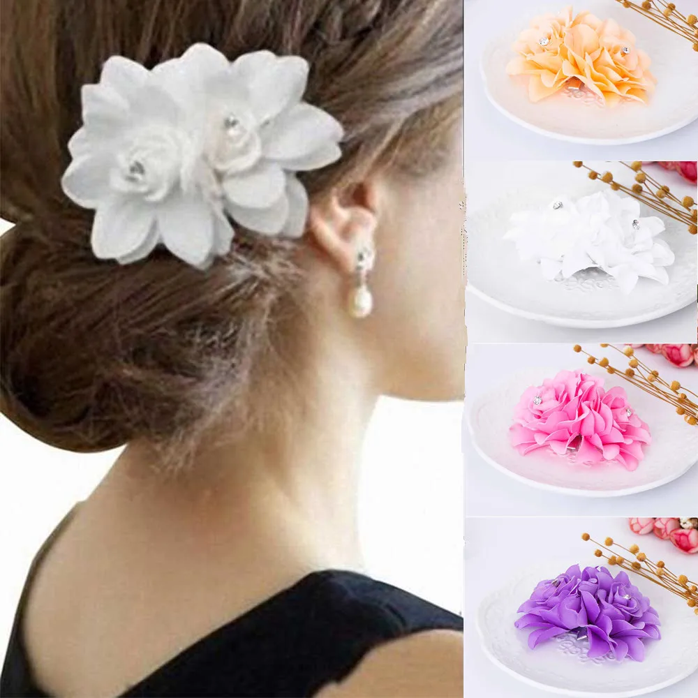 TOMTOSH новая ткань цветок заколка для волос вода дрель девочка танец украшение