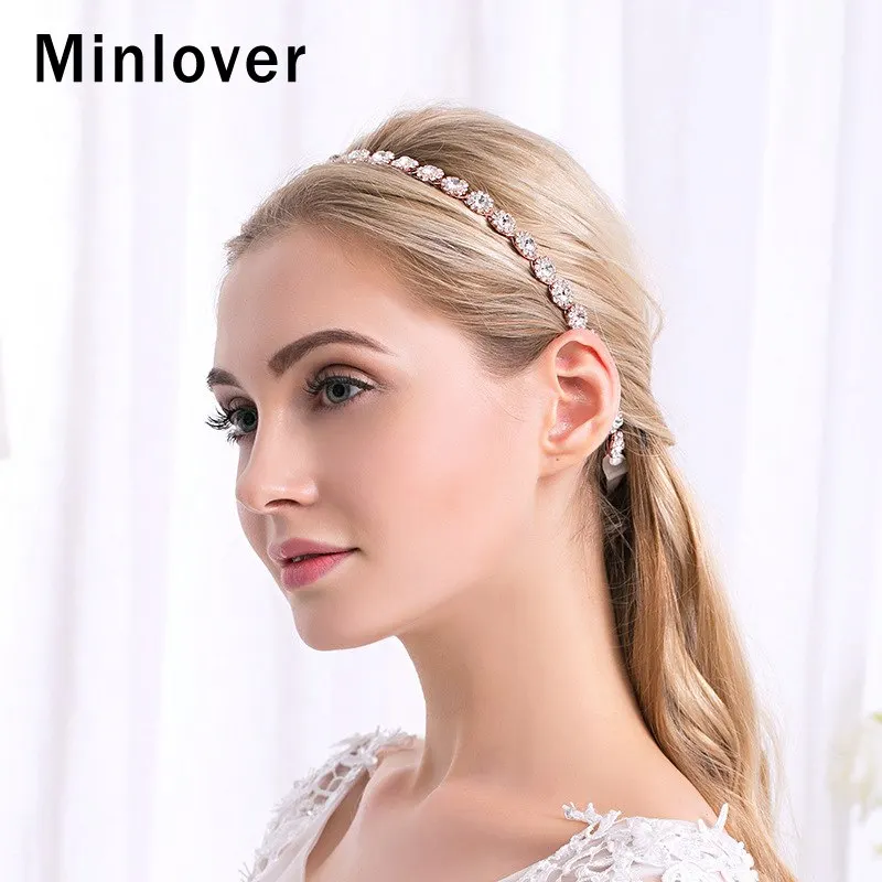 Женская повязка на голову Minlover украшенная кристаллами для свадьбы украшения