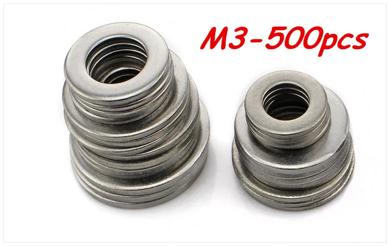 

Free shipping 500pcs M3 304 Stainless Steel Flat Washer Plain Washer Flat gasket