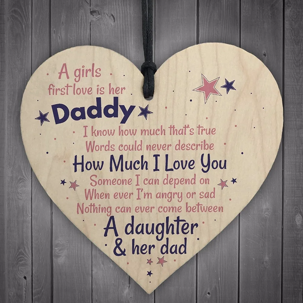 Meijiafei First Love Daddy Fathers Day Dad Sign For Him From Daughter Hanging Wood Heart | Дом и сад