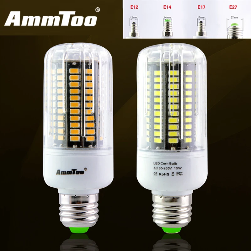 5736 SMD Светодиодная лампа Кукуруза E27 E14 E12 E17 3 Вт 5 7 9 12 15 85 265 в 110 В 220 ампулы