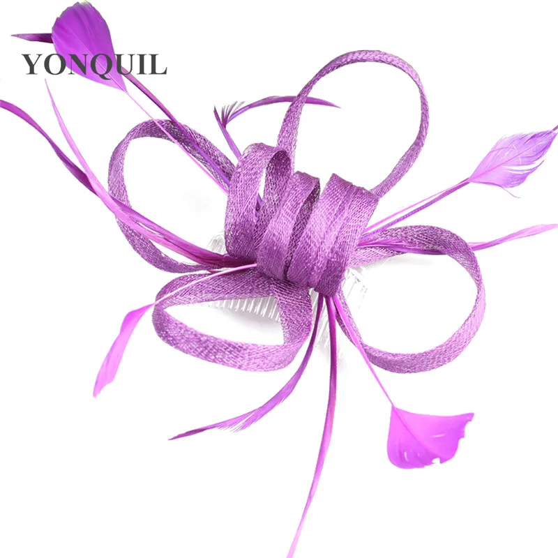 

Sinamay Fascinator Headwear Colorful Mesh Feather Event Show Hair Accessories Millinery Cocktail Hats High Quality Color MYQ108
