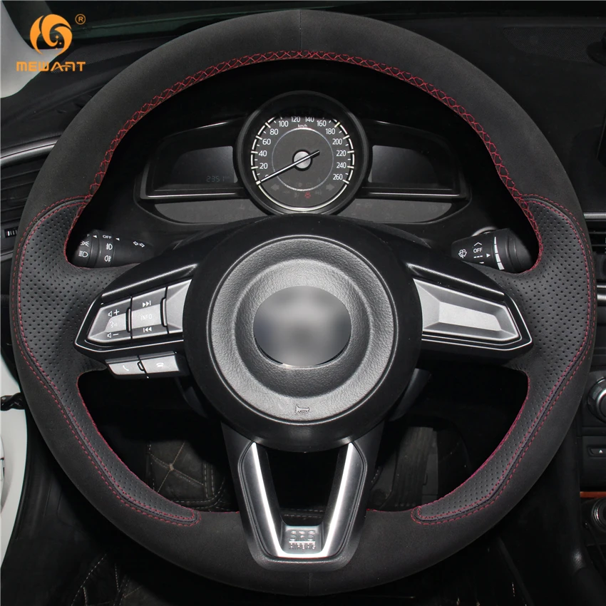 MEWANT черный кожаный замшевый чехол на руль для Mazda 3 Axela 2017 6 Atenza 2018 CX 5 CX5 9|steering wheel