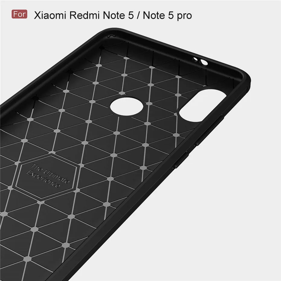Силиконовый мягкий ТПУ чехол для Xiaomi Redmi Note 5 Pro углеродное волокно тяжелый