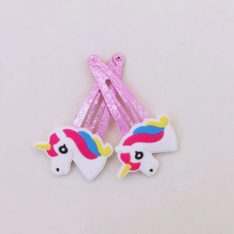 

120pcs/lot Glitter Unicorn Hairclips Cartoon Animal Baby Hair Clips Cute Plastic Hairpins Kids Headwear Hair Accessories