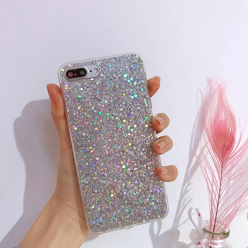 Чехол для Телефона iPhone 6 s 5s SE 5 X 8 7 Plus 6Plus 6sPlus 8Plus Блестящий Мягкий силиконовый чехол