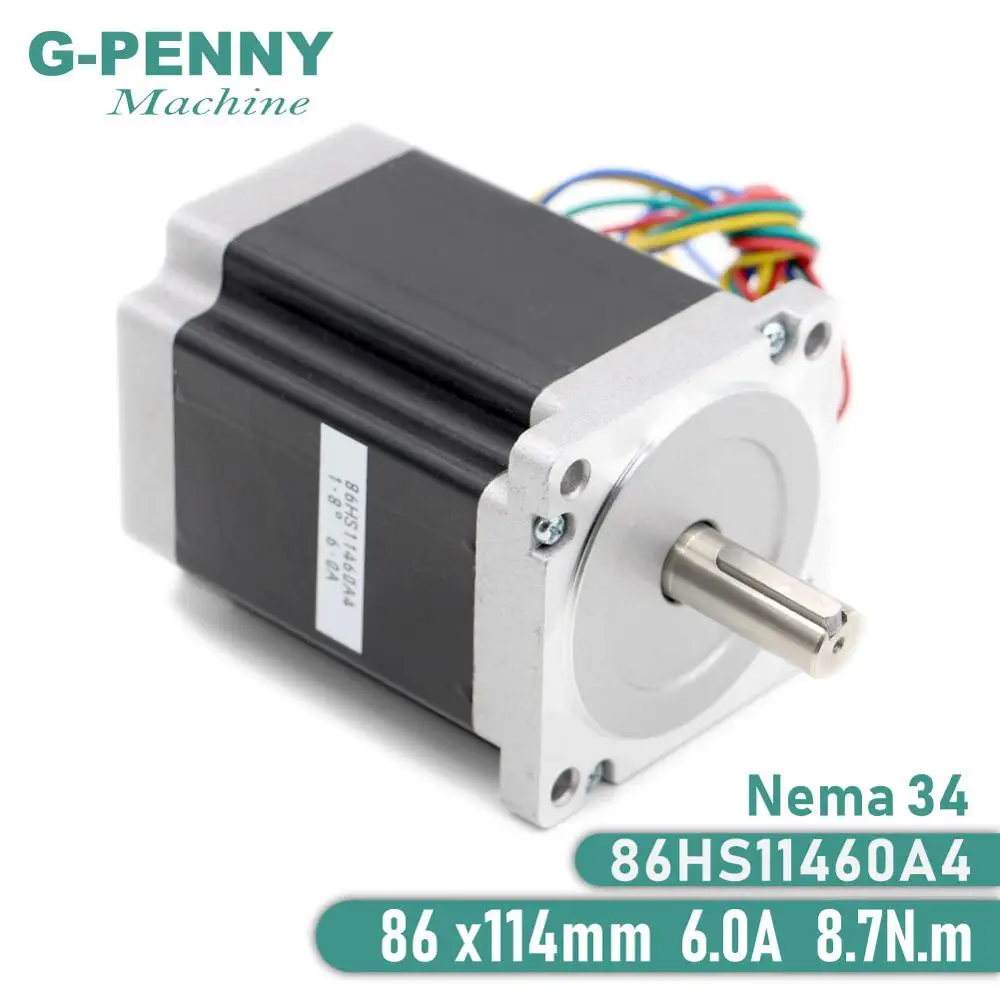 NEMA 34 Stepper Motor 86X114mm 8.7 N.m 6A 14mm Shaft Stepping Motor 1172Oz-in for CNC Laser Engraving Milling Machine