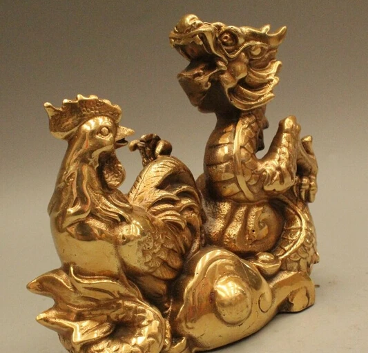 SCY 004206 5 &quotКитайский латунный по феншуй год зодиака счастливый Дракон петух