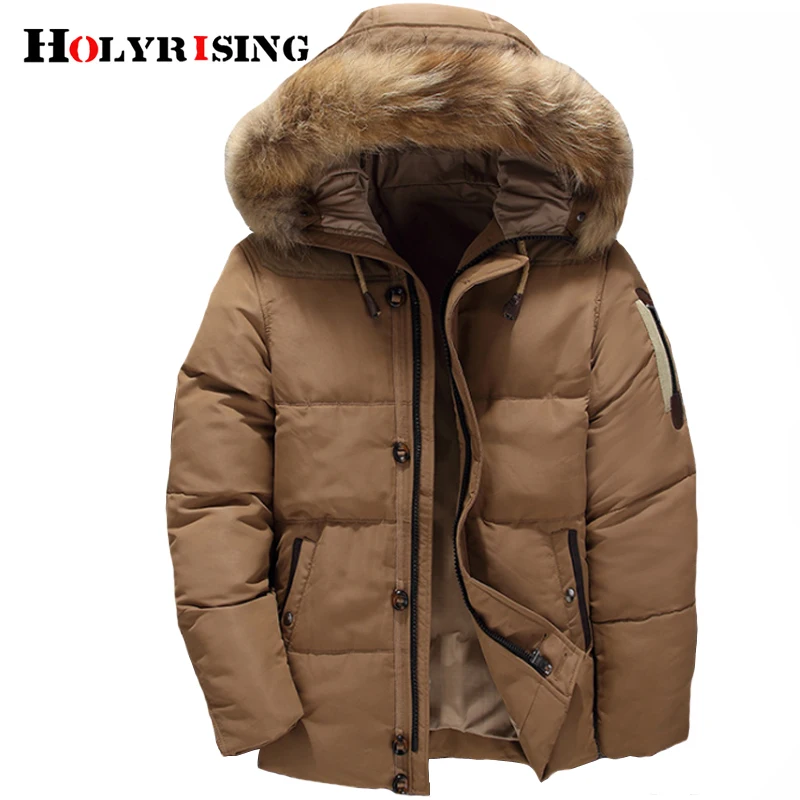 Holyrising doudoune hiver homme, мужское зимнее пальто, abrigos para hombre, мужская верхняя одежда с капюшоном и меховым воротником, пуховики 18538-5