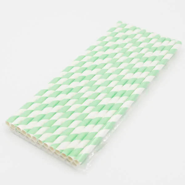 light green 25 шт./лот бумажные трубочки в полоску бумажные соломинки для рождества/дня рождения/свадьбы джунгли вечерние украшения тропические товары - Цвет: light green