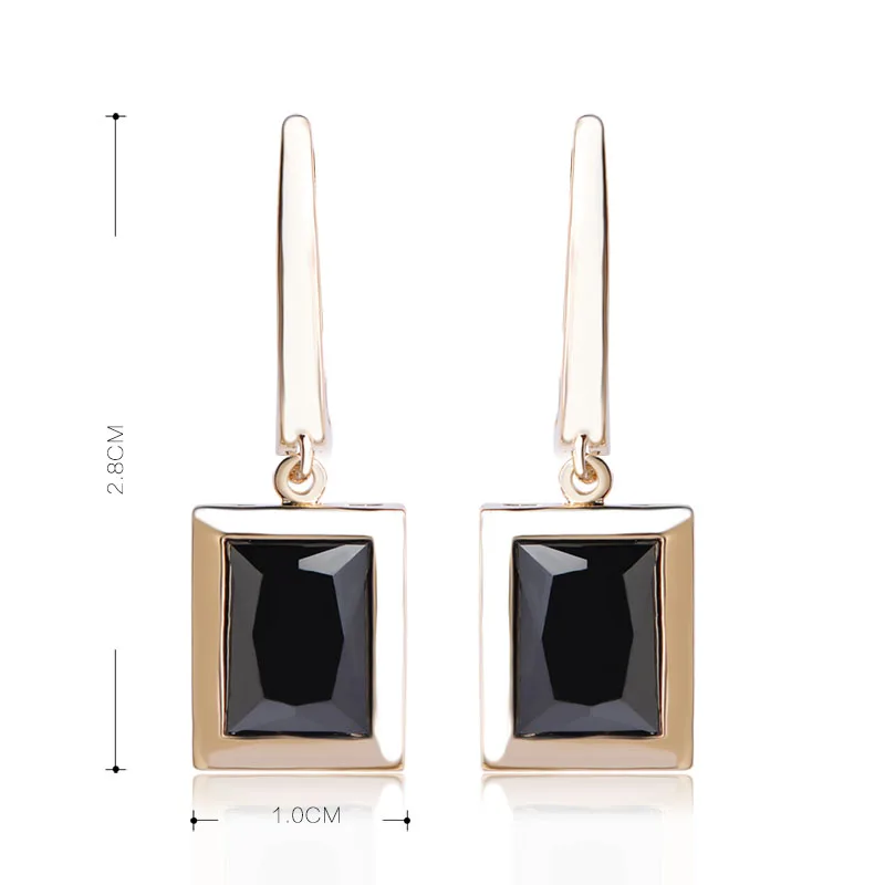 Женские квадратные серьги гвоздики Blucome медные с инкрустацией из фианита