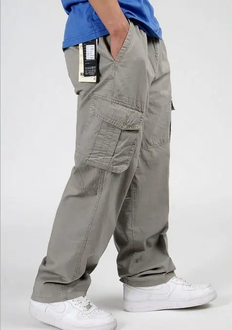 Весенне-летние толстые повседневные брюки хлопковые мужские длинные большого