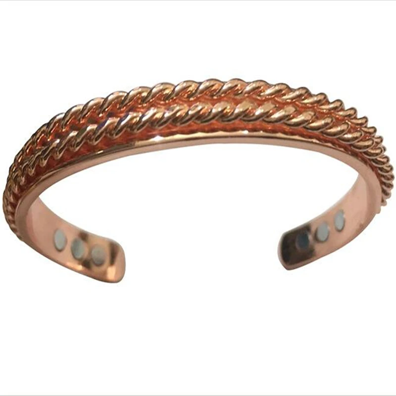 Винтажный магнит из чистой меди ювелирный браслет золотого цвета для женщин с