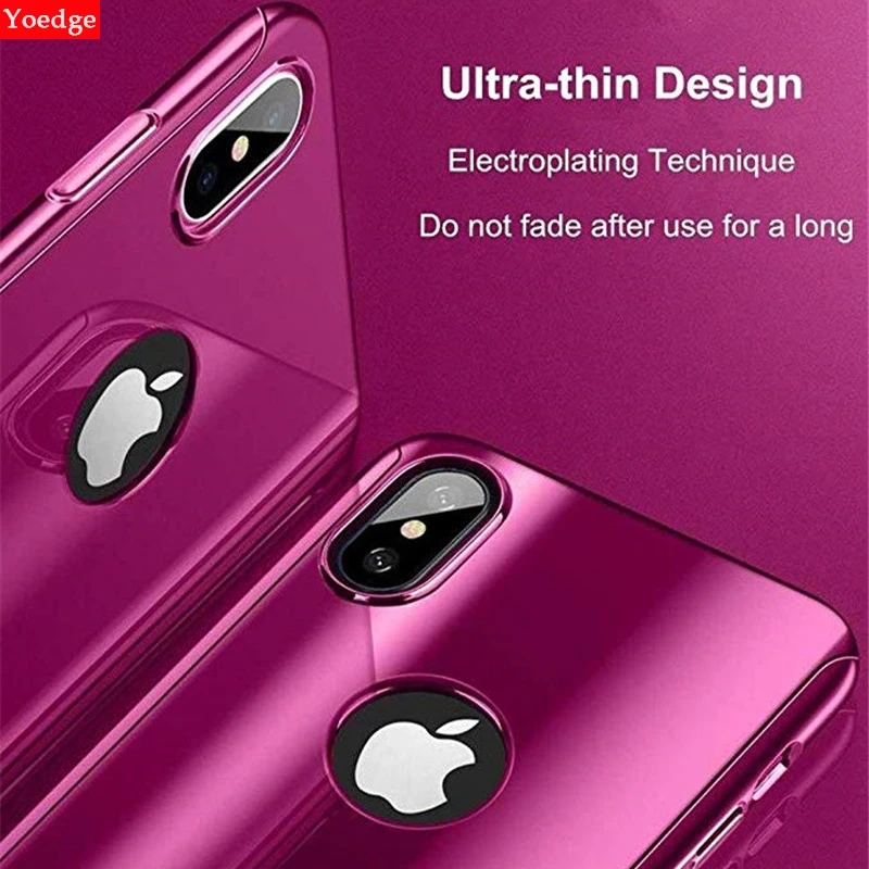 360 Покрытие зеркальное полное покрытие для iPhone 7 чехол Роскошный для iPhone 6 6S 7 8 Plus Жесткий PC Coque для iPhone X XR XS Max чехол для телефона s