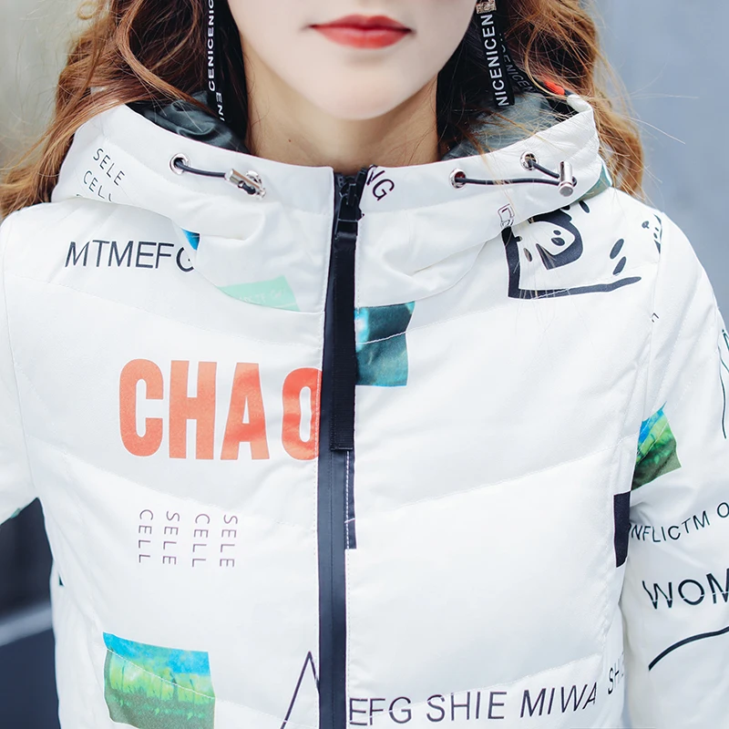 Новинка 2017 года модный принт с надписью женские зимние Куртки и пиджаки