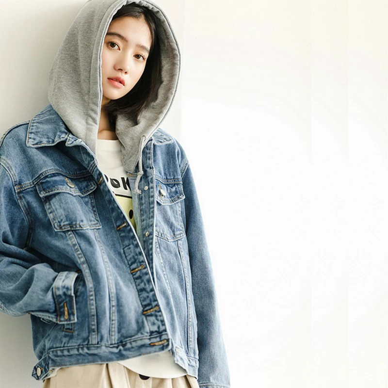 Женская джинсовая куртка повседневная с капюшоном базовые женские куртки джинсы