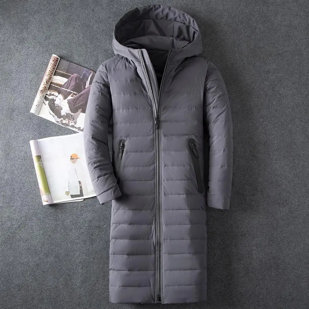 Мужская Ультралегкая длинная пуховая куртка белая с капюшоном Chaqueta 2019|Мужские