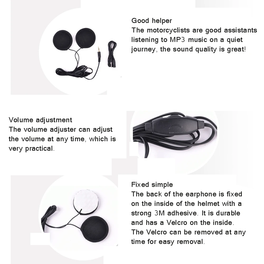 

New 3.5mm Wired Motorcycle Bike Helmet Earphone Headset MP3 Earphone Sticker Helmet Riding Equipment Stereo Earphone Accessory44