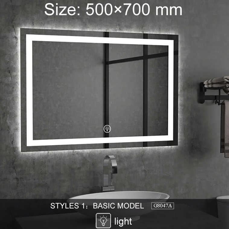 2G8047A 500X700mm На заказ, настенное умное зеркало, светодиодный, bluetooth, зеркало для ванной с подсветкой, противотуманное зеркало для ванной, зеркало для макияжа, 2G8047 - Цвет: 2G8047A 500X700mm