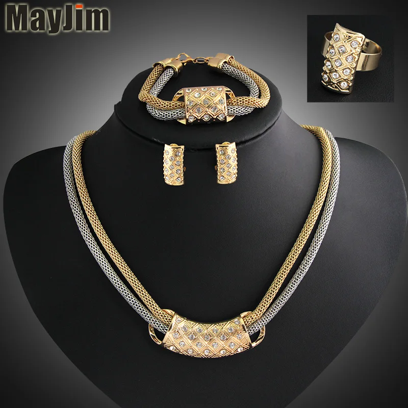 Комплект из колье серёг и браслета с двойной цепочкой|gift tags wedding favors|jewelry swarovskijewelry