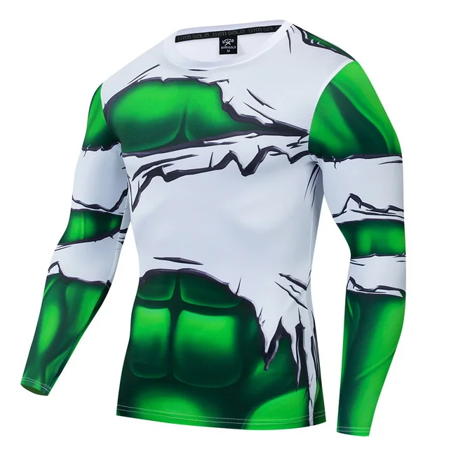 CT035 Fitness t men Autumn 3d print compression shirt Long sleeve tops fashion - Цвет: CT035