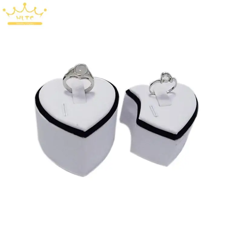 

Ring Display Jewelyr Showcase Lover's Rings Stand Holder 2pcs/lot White Leather Ring Show Organizer Display